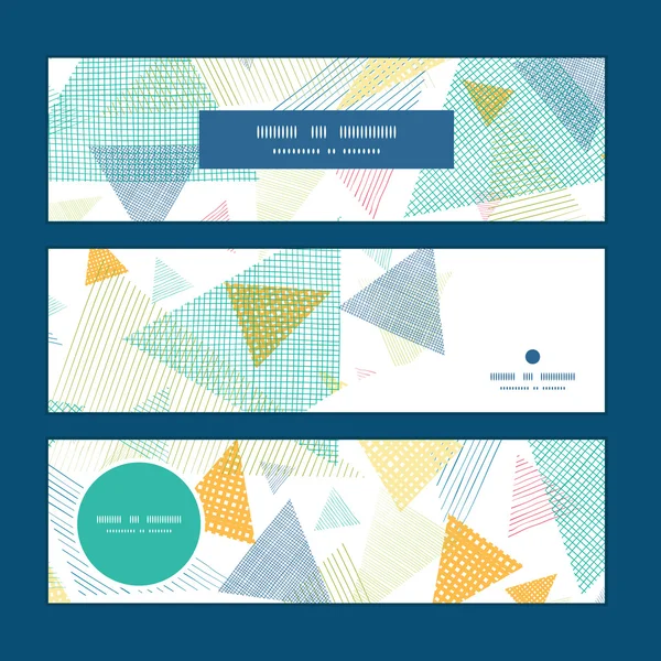 Vector abstract fabric triangles horizontal banners set pattern background — Stock Vector