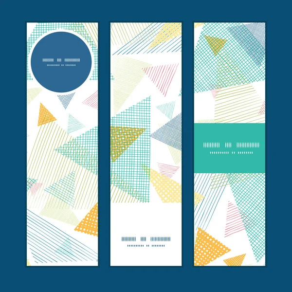 Vector abstracte stof driehoeken verticale banners instellen patroon achtergrond — Stockvector