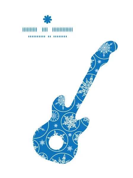 Vector vallende sneeuwvlokken gitaar muziek silhouet patroon frame — Stockvector