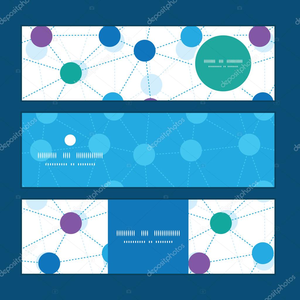 Vector connected dots horizontal banners set pattern background