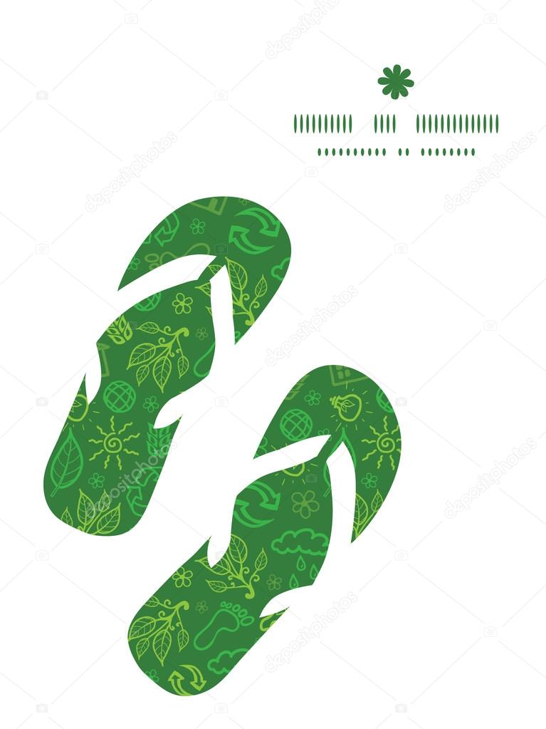 Vector ecology symbols flip flops silhouettes pattern frame