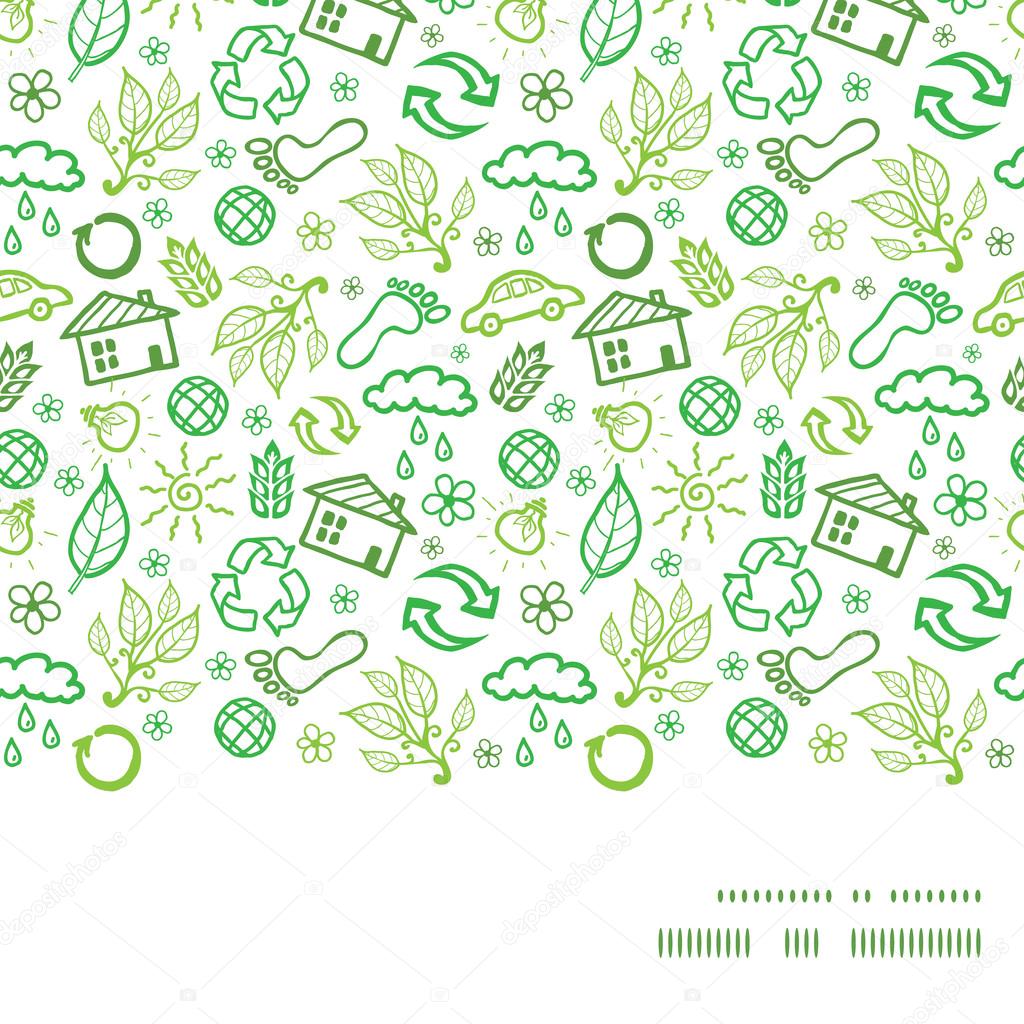 Vector ecology symbols horizontal frame seamless pattern background
