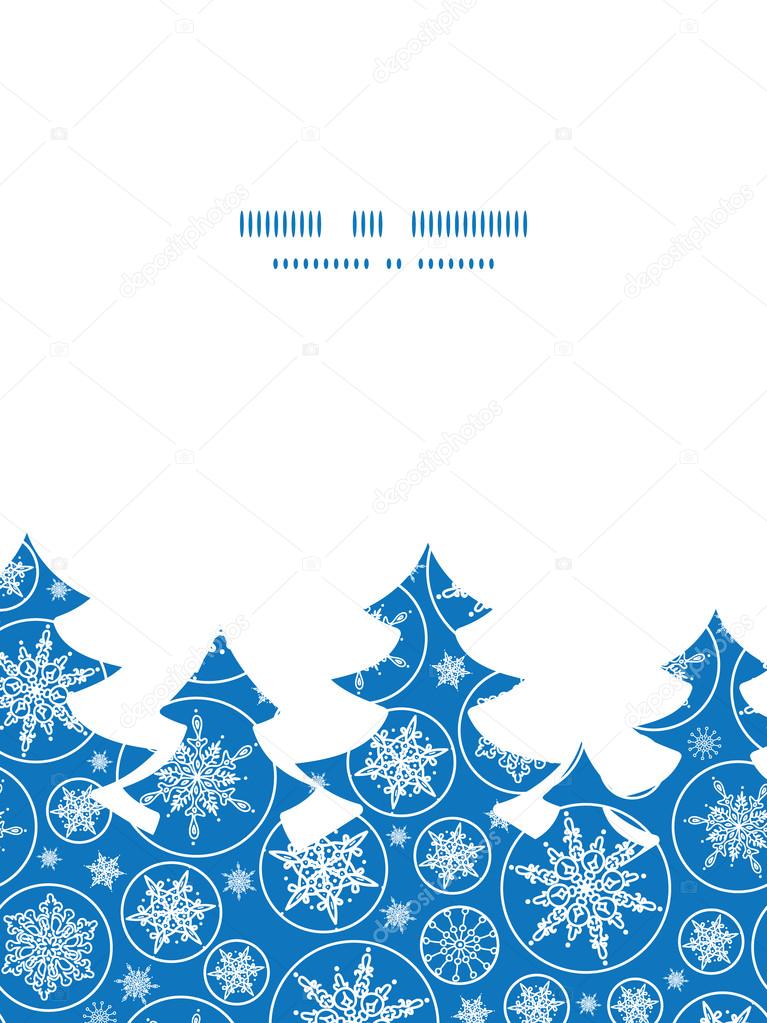 Vector falling snowflakes Christmas tree silhouette pattern frame card template