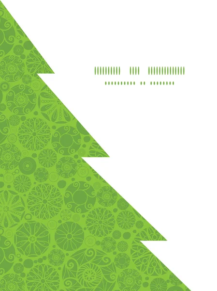 Vector abstract green and white circles Christmas tree silhouette pattern frame card template — Stock Vector