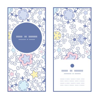 Vektör süs soyut dikey yuvarlak kare desen davetiye tebrik kartları kümesi swirls