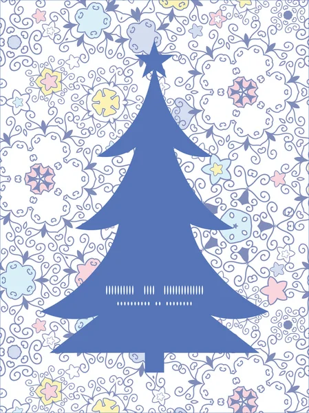 Vector ornamental abstracto remolinos árbol de Navidad silueta patrón marco tarjeta plantilla — Archivo Imágenes Vectoriales