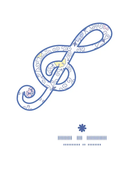 Vector abstracto ornamental remolinos gclef silueta musical patrón marco — Vector de stock