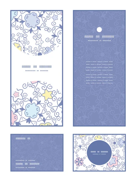 Süs soyut swirls dikey çerçeve desen davetiye tebrik, Rsvp ve teşekkür ederim kartlar set vektör