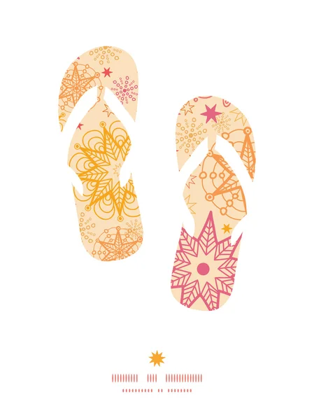 Vector warm stars flip flops silhouettes pattern frame — Stock Vector