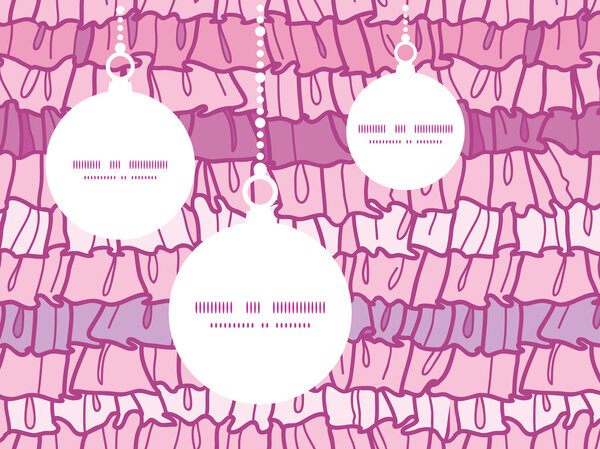 Vector pink ruffle fabric stripes Christmas ornaments silhouettes pattern frame card template