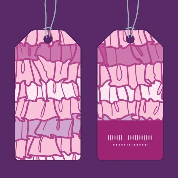 Vector roze ruffle stof strepen verticale streep kaderset patroon tags — Stockvector