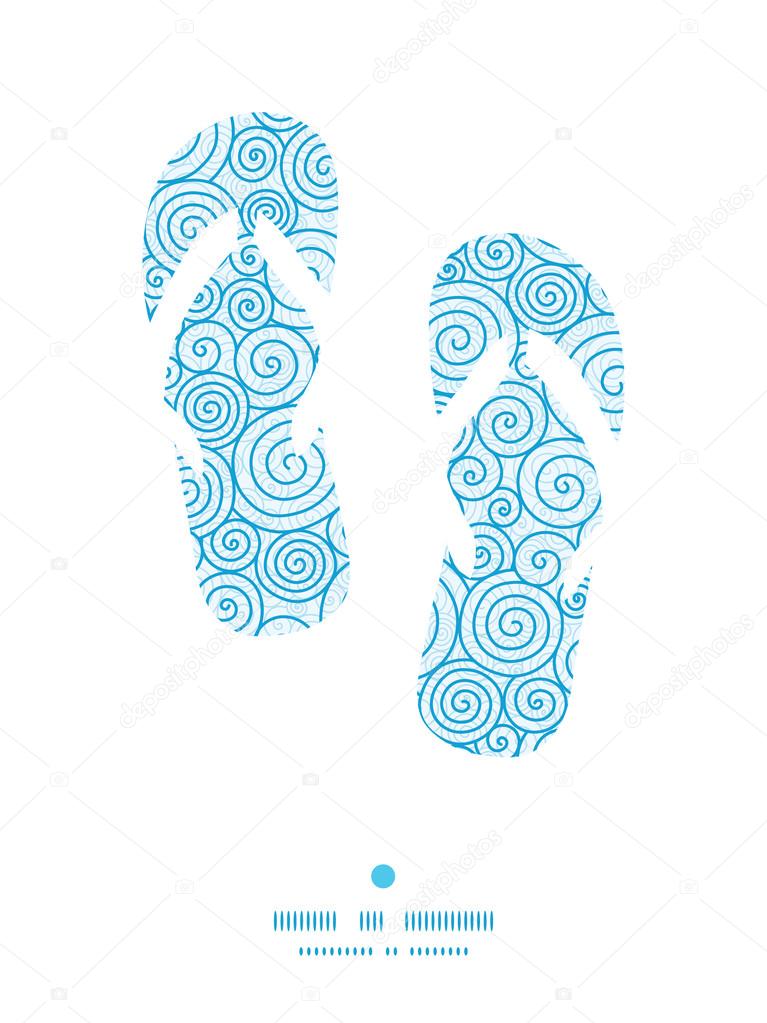 Vector abstract swirls flip flops silhouettes pattern frame