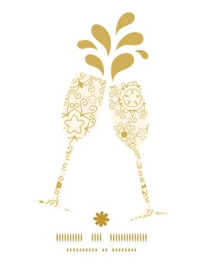 Vector abstract swirls old paper texture toasting wine glasses silhouettes pattern frame clipart