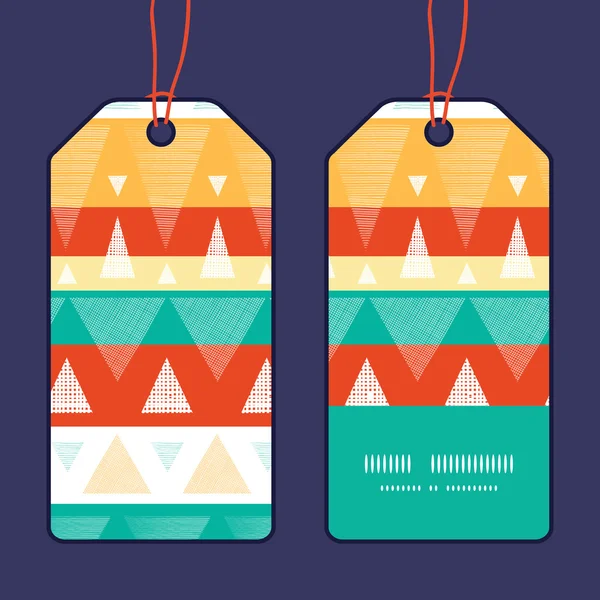 Vector vibrant ikat rayures verticales rayures motif cadre tags ensemble — Image vectorielle