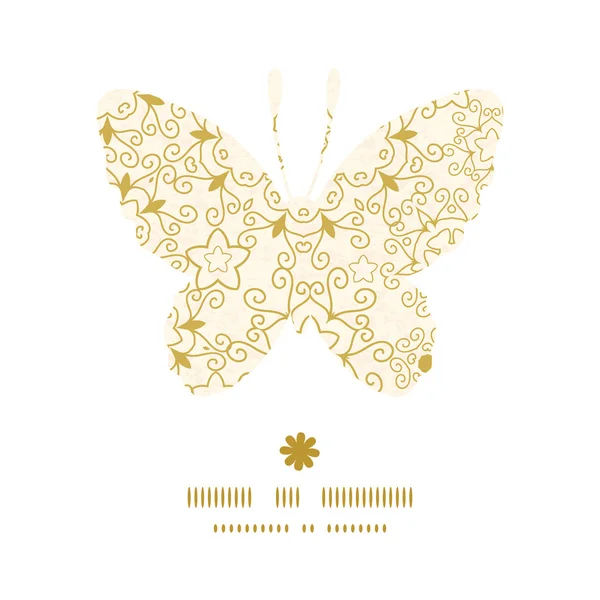 Vector abstracto remolinos papel viejo textura mariposa silueta patrón marco — Vector de stock