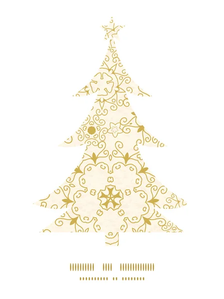 Vector abstract wervelingen oude papieren textuur kerstboom silhouet patroon frame kaartsjabloon — Stockvector