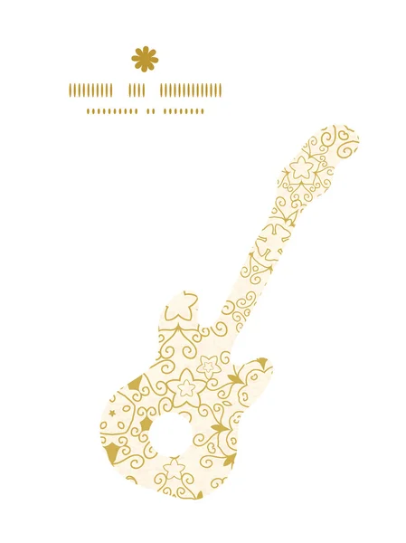 Vector abstracto remolinos viejo papel textura guitarra música silueta patrón marco — Archivo Imágenes Vectoriales