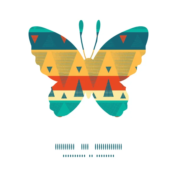 Vector levendige ikat strepen butterfly silhouet patroon frame — Stockvector