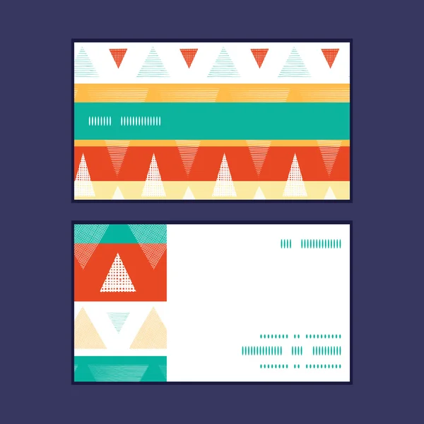 Vector vibrante ikat rayas rayas horizontales marco patrón tarjetas de visita conjunto — Archivo Imágenes Vectoriales
