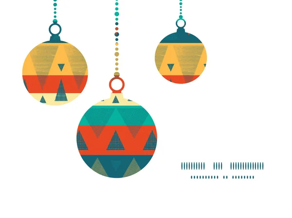 Vector pulserande ikat ränder Christmas Ornament silhuetter mönster ram adresskortsmallen — Stock vektor