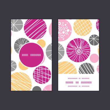 Vektör soyut dokulu kabarcıklar dikey çerçeve desen kartvizit set yuvarlak