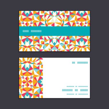 Vektör renkli üçgen doku yatay çizgili çerçeve desen kartvizit ayarla