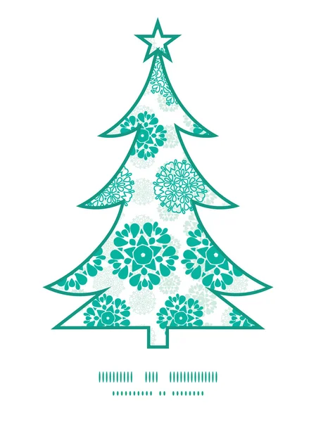 Vektorové abstraktní zelené ozdobné kroužky hvězdy prokládané vánoční stromeček siluetu vzor rámu kartu šablona — Stockový vektor