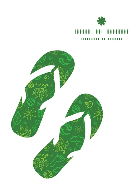 Vector ecologie symbolen flip flops silhouetten patroon frame — Stockvector