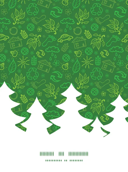 Vector ecología símbolos árbol de Navidad silueta patrón marco tarjeta plantilla — Vector de stock