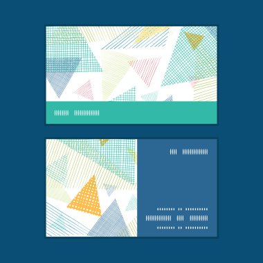 Vektör soyut kumaş üçgen yatay şerit kare desen kartvizit kümesi