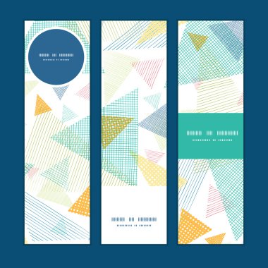 Vector abstract fabric triangles vertical banners set pattern background