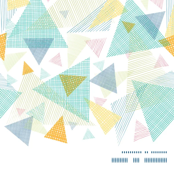 Vector abstract fabric triangles horizontal frame seamless pattern background — Stock Vector