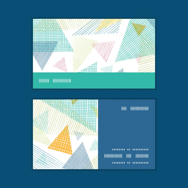 Vector abstract fabric triangles horizontal stripe frame pattern business cards set — Stock Vector