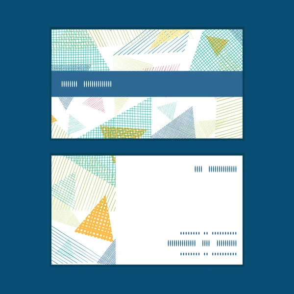 Vector abstract fabric triangles horizontal stripe frame pattern business cards set — Stock Vector