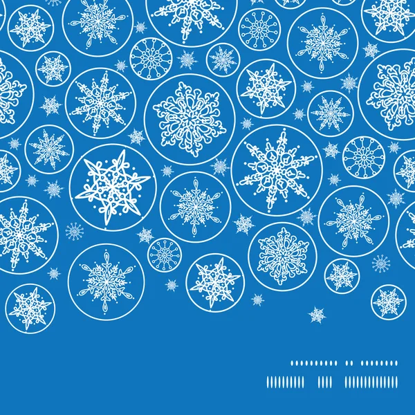 Vector falling snowflakes horizontal frame seamless pattern background — Stock Vector