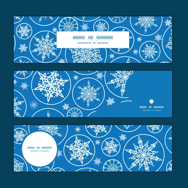 Vector falling snowflakes horizontal banners set pattern background — Stock Vector