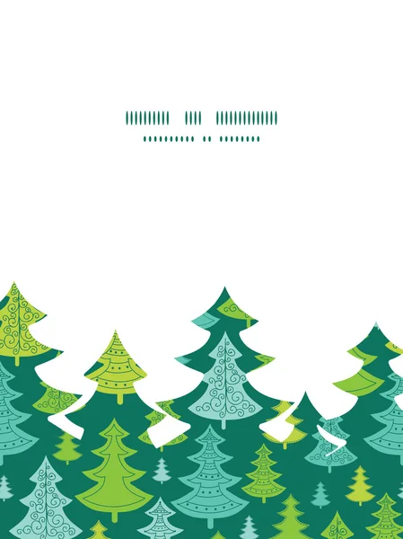 Vektorové svátek vánoční stromy vánoční strom siluetu vzor rámu kartu šablona — Stockový vektor