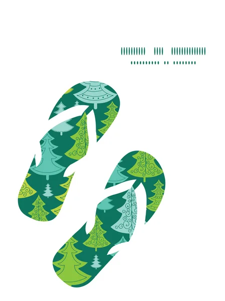 Vector holiday christmas trees flip flops silhouettes pattern frame — Stock Vector