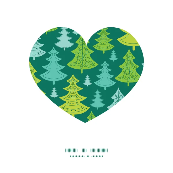Arbres de Noël vectoriels de vacances cadre motif silhouette coeur — Image vectorielle