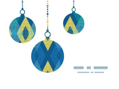 Vektör renkli kumaş ikat elmas Noel süsler siluetleri desen çerçeve kartı şablonu