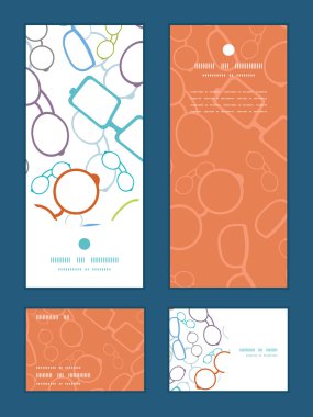 Renkli gözlük dikey çerçeve desen davetiye tebrik, Rsvp ve teşekkür ederim kartlar set vektör