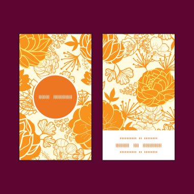 Vektör Altın Sanat çiçek dikey çerçeve desen kartvizit set yuvarlak