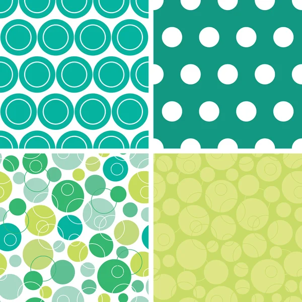 矢量抽象的绿色圆圈设置的四个行军重复图案背景 — 图库矢量图片