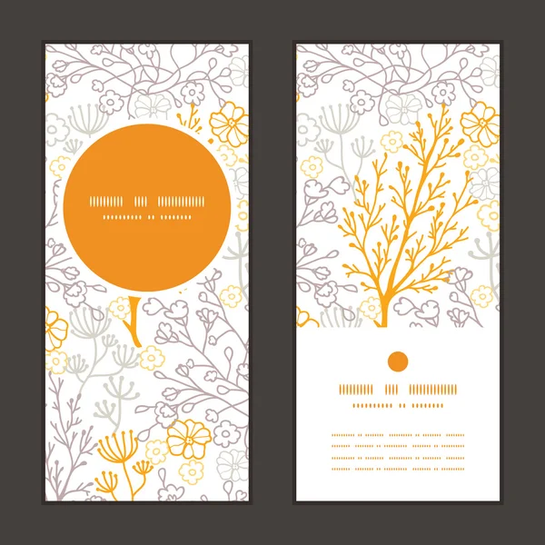 Vector mágico floral vertical marco redondo patrón invitación tarjetas de felicitación conjunto — Archivo Imágenes Vectoriales