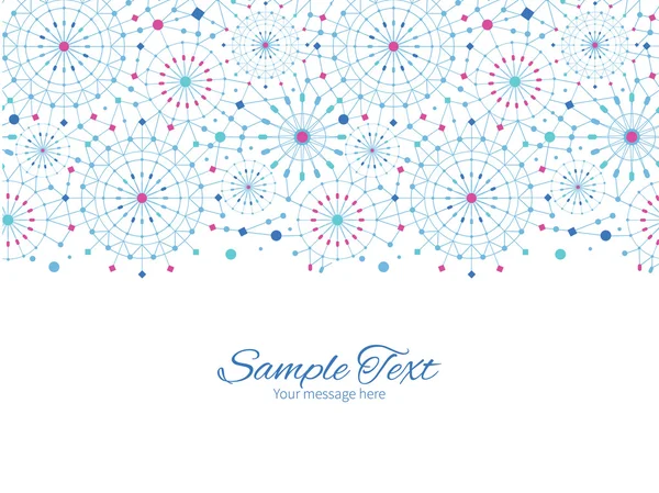 Vector azul abstrato linha arte círculos fronteira horizontal cartão convite modelo — Vetor de Stock