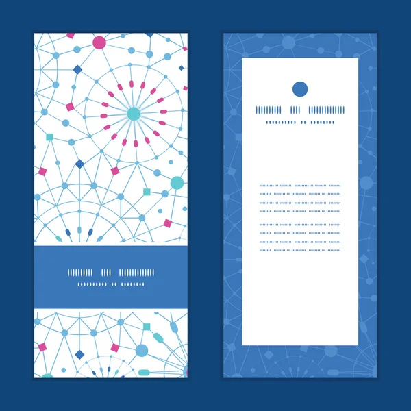 Vektor blau abstrakte Linie Kunst Kreise vertikal Rahmen Muster Einladung Grußkarten Set — Stockvektor