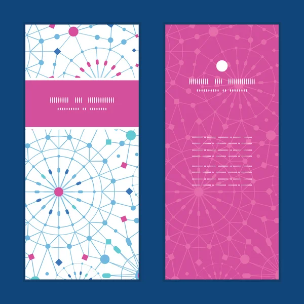 ベクトル青抽象的なライン アート界の垂直フレーム パターン招待状・ グリーティング カード セット — ストックベクタ