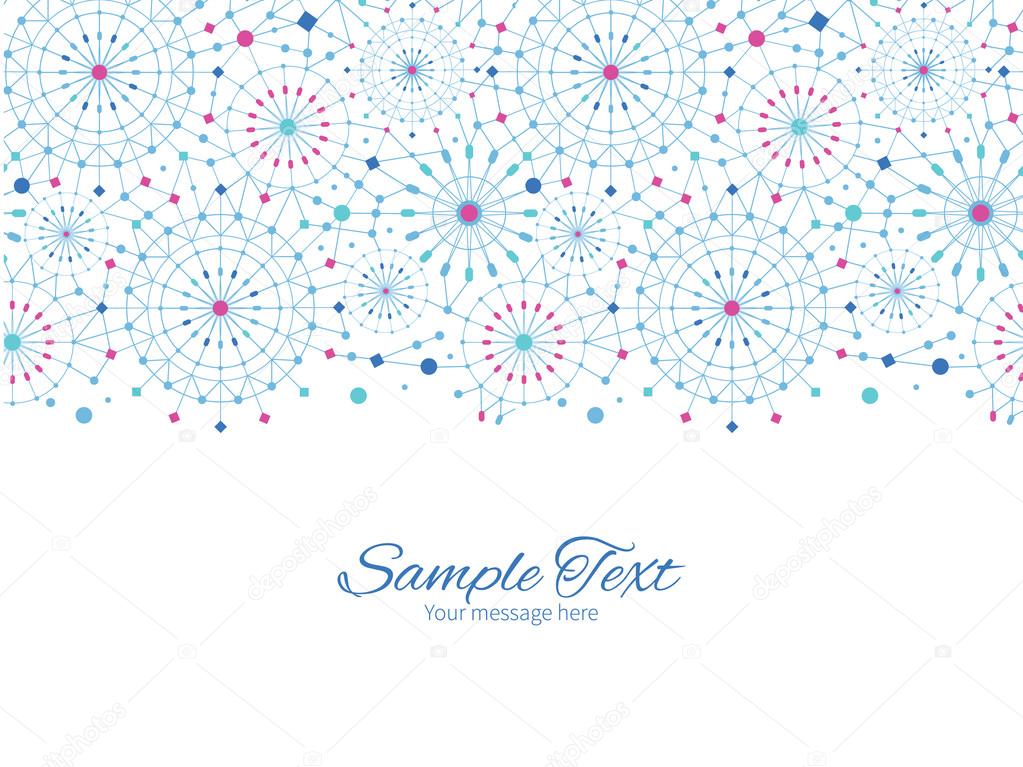 Vector blue abstract line art circles horizontal border greeting card invitation template