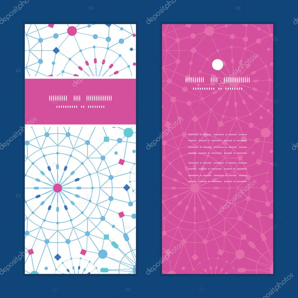 Vector blue abstract line art circles vertical frame pattern invitation greeting cards set