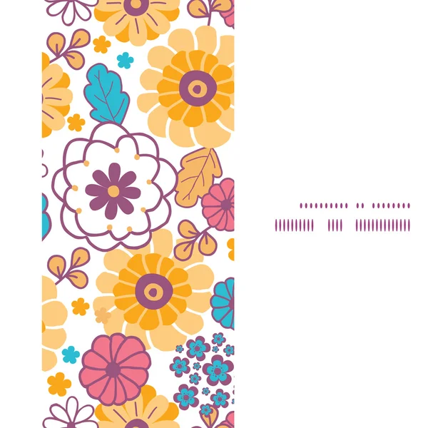 Vector Colorful Oriental Flowers Vertical Frame Seamless Pattern Background — Stock Vector